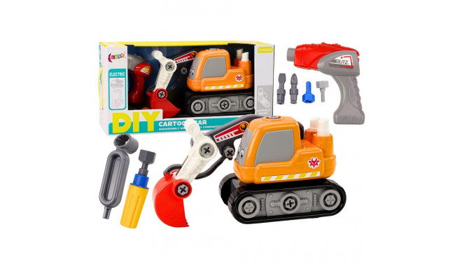 Koparka Gąsienicowa Kreskówkowa Do Skręcania DIY Pomarańczowa