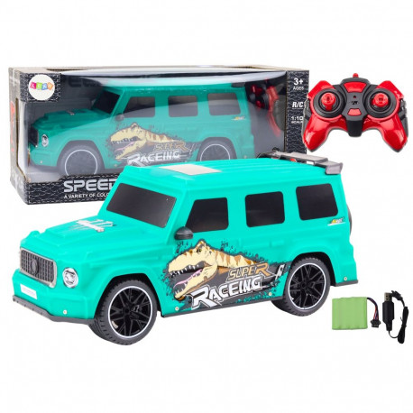 RC auto dinosaurusega 1:10 roheline