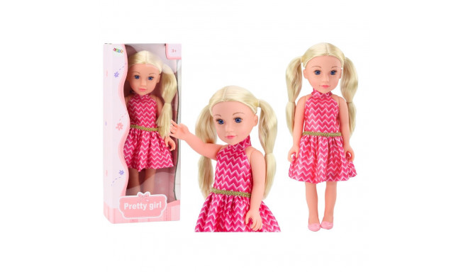 Lalka Różowa Sukienka Kucyki Blond Włosy Duża Laleczka 46cm