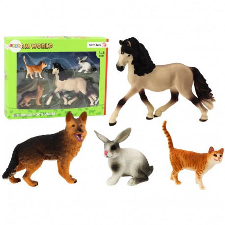 figuuride komplekt koduloomad hobune koer küülik kass 4 tükki