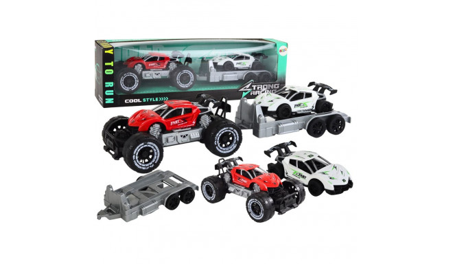 Auto Terenowe Czerwone Laweta Pojazd Sportowy Zestaw