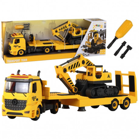 Laweta Do Składania Z Koparką Gąsienicową Dźwięk Światła DIY Żółty