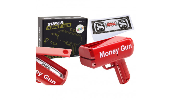 Pistolet Na Pieniądze Strzelający Czerwony Wyrzutnia Money Gun Banknoty