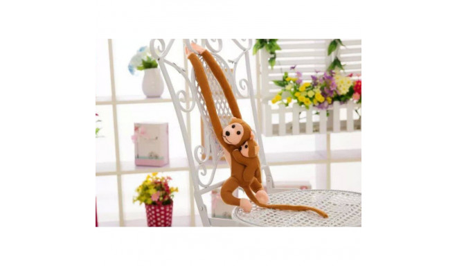 Maskotka Pluszowa Małpka z Dzieckiem Jasno Brązowa 70 cm