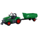 Zdalnie Sterowany Ciągnik Traktor R/C z Przyczepą 1:24 Światła Zielony