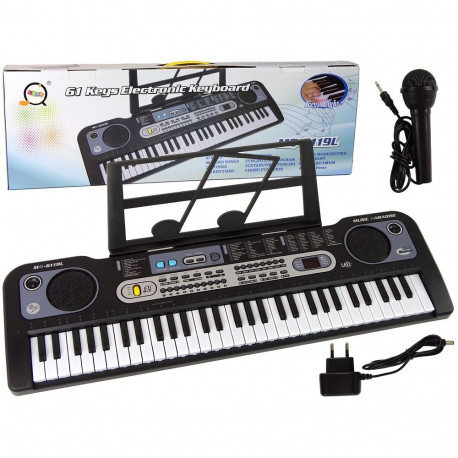 Keyboard z Mikrofonem Instrument Muzyczny Dla Dzieci Czarny