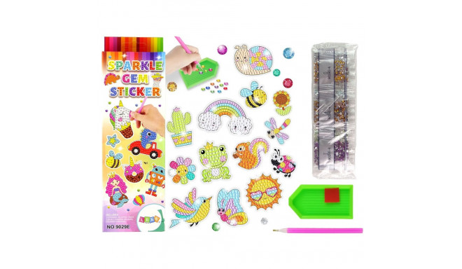 Zestaw Naklejek Haft Diamentowy Zwierzęta Ogród Tęcza Mozaika