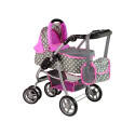 Wózek Dla Lalek Spacerówka 2 w 1 Gondola Torba Różowy Gwiazdki