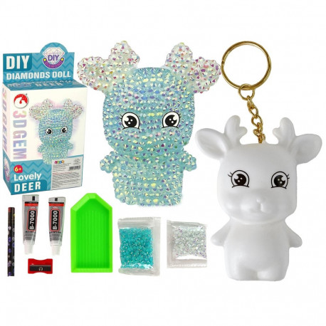 Zestaw DIY diamentist põhjapõder DIY kristallid võtmehoidja 3D sinine