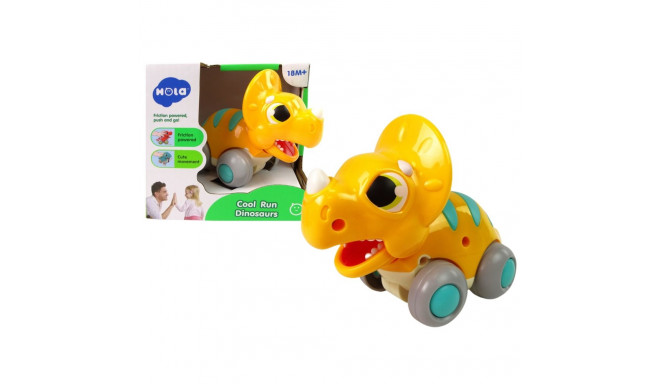 Dinozaur Na Kółkach Żółty Triceratops Figurka