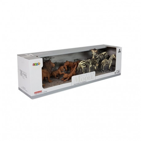 Zestaw Figurek Afryka Dzikie Zwierzęta Rodzina Lwów Zebry