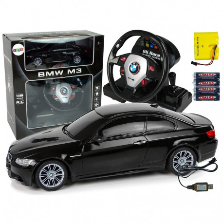 BMW auto M3 1:18 roolipuldiga heli ja tuled, must