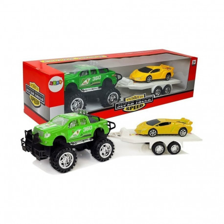 Zestaw Pojazdów Auto Sportowe Żółte Terenowe Zielone z Napędem Frykcyjnym