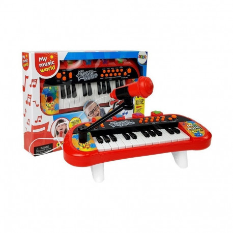 Keyboard Pianinko 24 Klawisze USB Mikrofon Czerwony