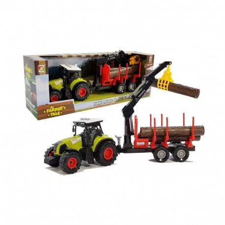 traktor metsahaagise, puidu ja kraanaga