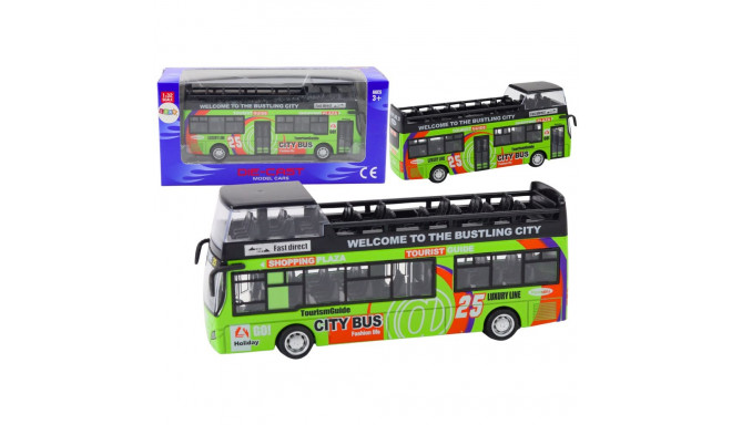 Autobus Piętrowy Turystyczny 1:32 Otwierane Drzwi Zielony