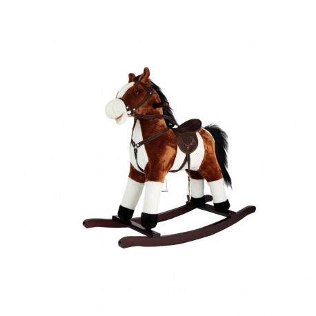 Koń Na Biegunach Rusza Pyskiem Ogonem Dźwięki Ciemnobrązowy 74 cm