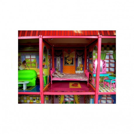 Willa Duży Domek Dla Lalek 6 Pokoi Meble Akcesoria 128 el.