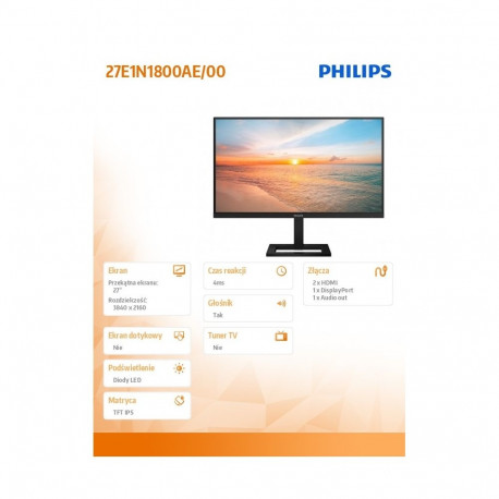 Display 27E1N1800AE 27-inch IPS 4K HDMIx2 DP HAS Speakers