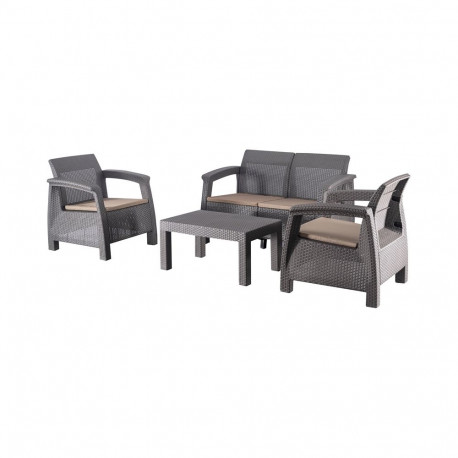 FURNIT SET OUT BROW/MOC ARMCH/SOFA/TAB