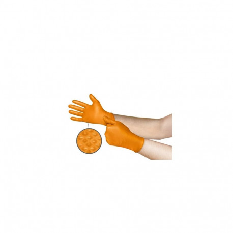 Disposable nitrile gloves Ansell Microflex Mega Grip 93-256, 100 pcs, 0,13mm, 275mm long, orange, si