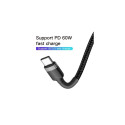 Baseus Type-C - Type-C Cafule Cable PD 2.0 60W, 3A, 2m, Black/ Gray (CATKLF-HG1)