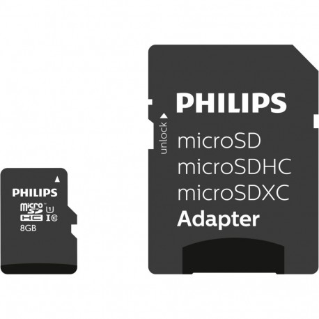 Philips MicroSDHC kaart 8GB Class 10 UHS-I U1 koos adapteriga