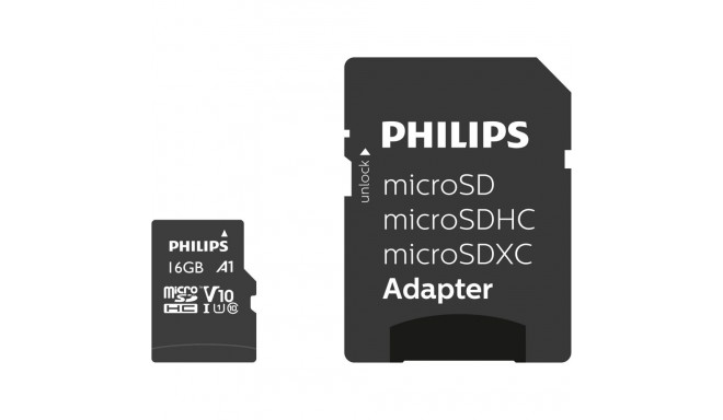 Philips MicroSDHC kaart 16GB Class 10 UHS-I U1 koos adapteriga