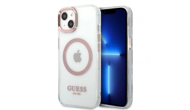 Guess Metal Outline MagSafe case for iPhone 13 - pink