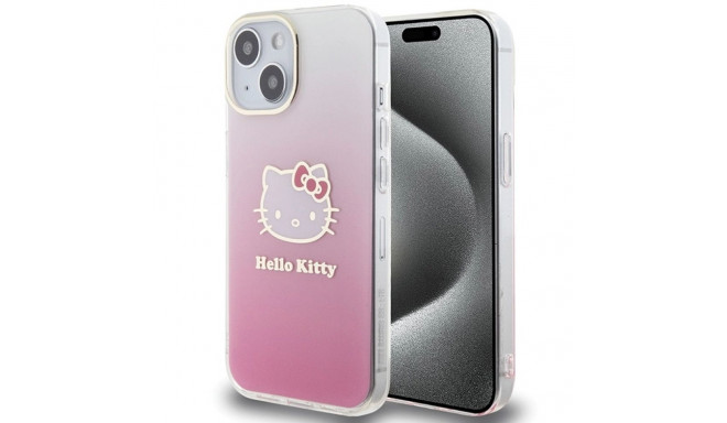 Hello Kitty IML Gradient Electrop Kitty Head case for iPhone 15 - pink