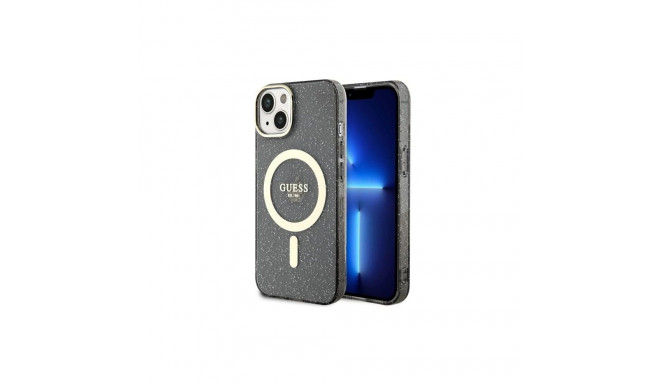 Guess Glitter Gold MagSafe case for iPhone 14 - black