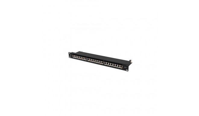 LANBERG patch-paneel 24 port 1U 19" CAT.7 FTP koos kaablihalduriga, varjestatud, must