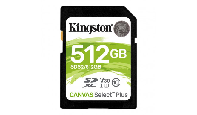 KINGSTON 512GB SDXC Canvas Select Plus 100R C10 UHS-I U3 V30