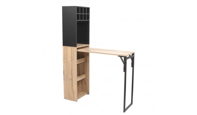 Bar shelf with table HANNES 44x122(30)xH170cm, rustic melamine