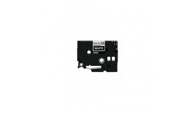 Brother TZe-325 lint, 9 mm x 8 m, valge mustal taustal