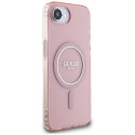 Case Guess IML Glitter Circle MagSafe for iPhone 16e pink