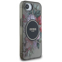 Case Guess IML Flowers MagSafe for iPhone 16e black