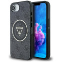 Case Guess IML Metal Glitter 4G Circle Triangle MagSafe for iPhone 16e black