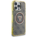 Case Guess IML Metal Glitter 4G Circle Triangle MagSafe for Phone 16 Pro brown