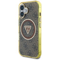 Case Guess IML Metal Glitter 4G Circle Triangle MagSafe for iPhone 16 brown