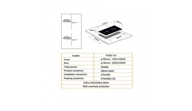 Domino elektriline pliidiplaat SCHLOSSER PI302S1