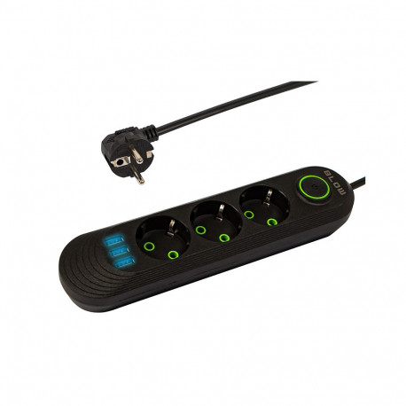 98-213# Przedłużacz sieciowy ps-320 3-gniazda 3xusb 2m czarny 3x1mm