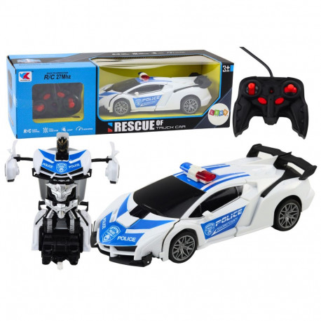 Samochód R/C Policyjny 2w1 Auto Robot Dźwięki Światła