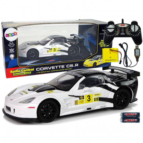 auto sportlik võidusõidu R/C 1:18 Corvette C6.R valge 2.4 G tuled