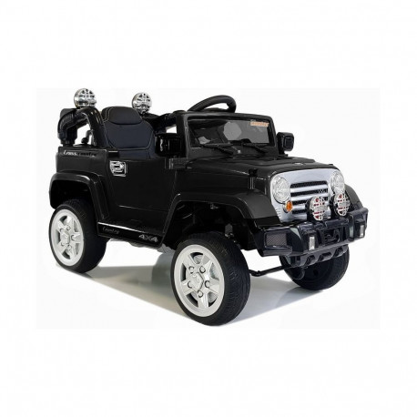 Jeep laste elektriauto JJ245 LED-tuled MP3 kaugjuhtimispult, must