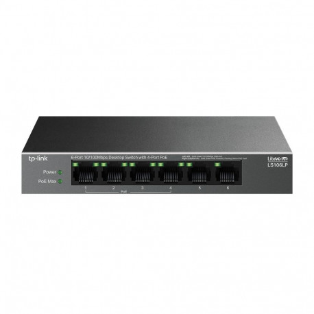 TP-LINK  6-Port 10/100 Mbps Desktop Switch with 4-Port PoE  LS106LP  Unmanaged  Desktop