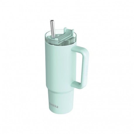 Quokka Stream - Kubek termiczny ze stali nierdzewnej 950 ml ze słomką (Turquoise)