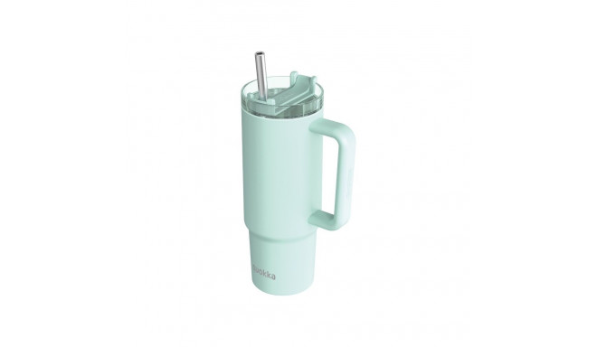 Quokka Stream - Kubek termiczny ze stali nierdzewnej 950 ml ze słomką (Turquoise)