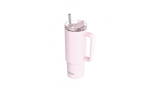 Quokka Stream - Kubek termiczny ze stali nierdzewnej 950 ml ze słomką (Light Pink)