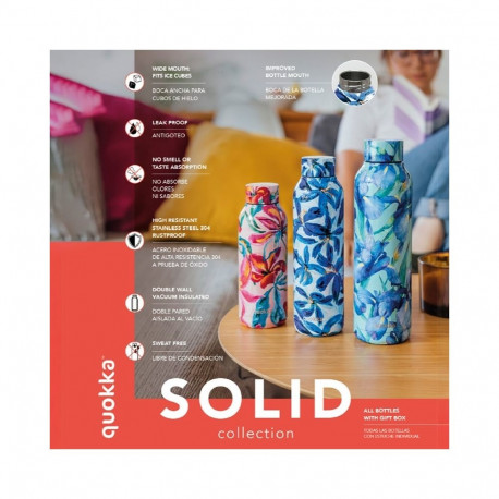 Quokka Solid - Butelka termiczna ze stali nierdzewnej 510 ml (Pink Bloom)